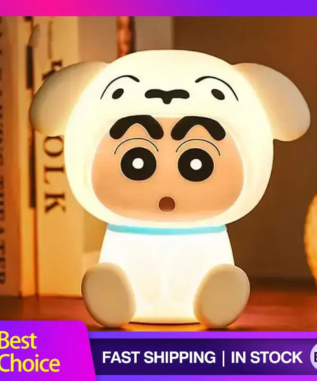 Anime Crayon Shin-Chans Patting Small Night Lamp Soft Light Eye -Protecting Bedroom Bedside Charging Small Nigh Ornament Gifts