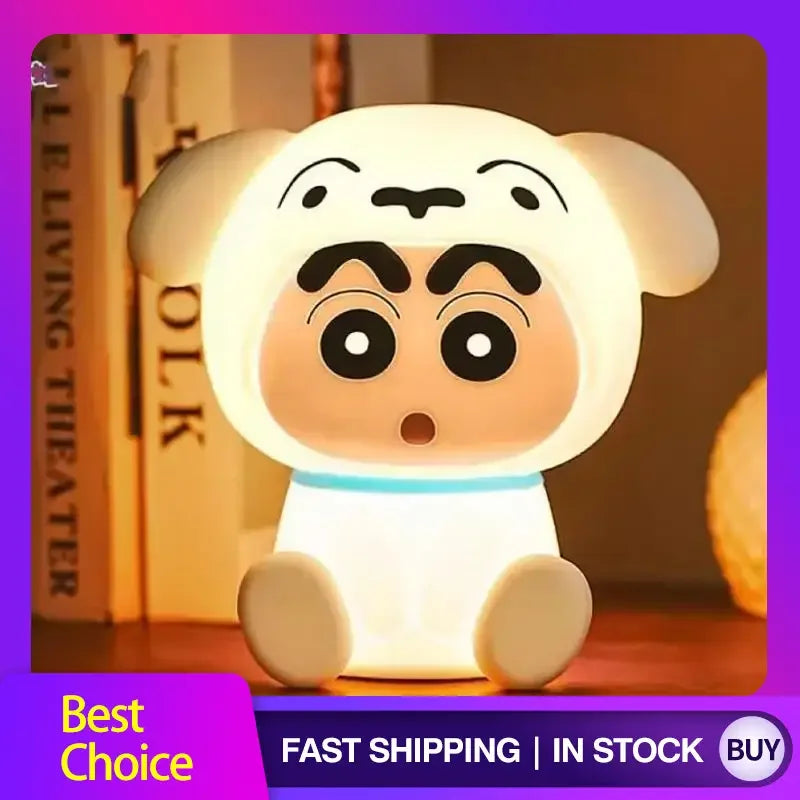 Anime Crayon Shin-Chans Patting Small Night Lamp Soft Light Eye -Protecting Bedroom Bedside Charging Small Nigh Ornament Gifts