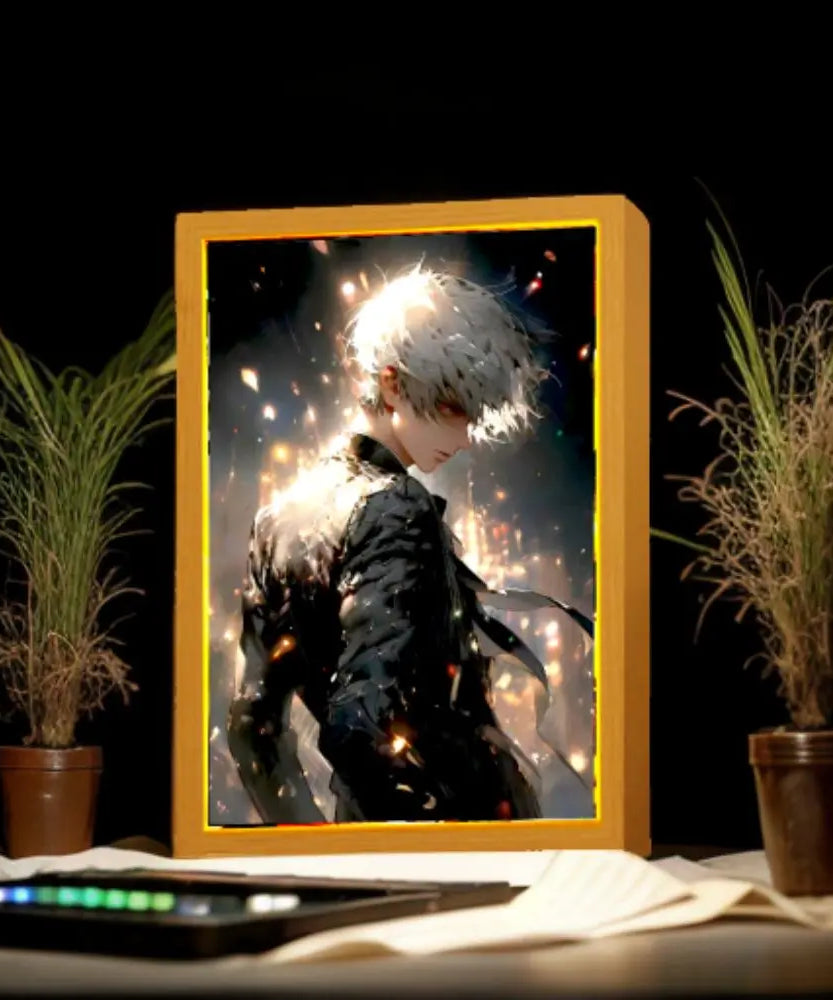 Anime Figure Light Painting Photo Frame Tokyo Ghoul Action Led Lamps Bedroom Room Decor Friends Birthdays Easter Gifts Moon Lamp