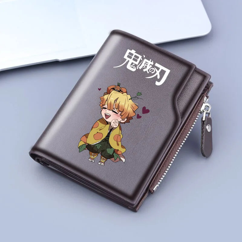 Demon Slayer Wallet Anime Coin Purse Men Credit Card Holder Boy Student Fashion Short Trifold Money Key Storage Pouch
