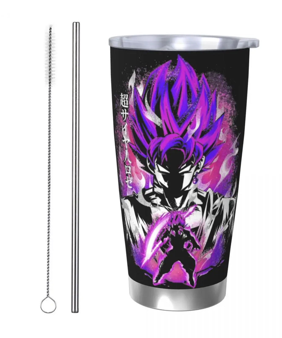 Son Goku & Vegeta DBZ Stainless Steel Tumbler – Double Wall Hot & Cold Cup with Straw