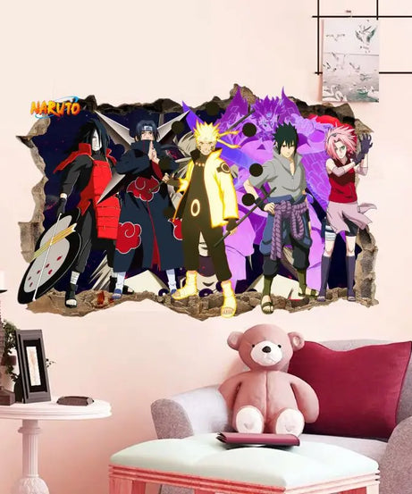 Naruto 3D Stereoscopic Wall Sticker Personality Naruto Student Dormitory Poster Wallpaper Self Adhesive Interior Decoration