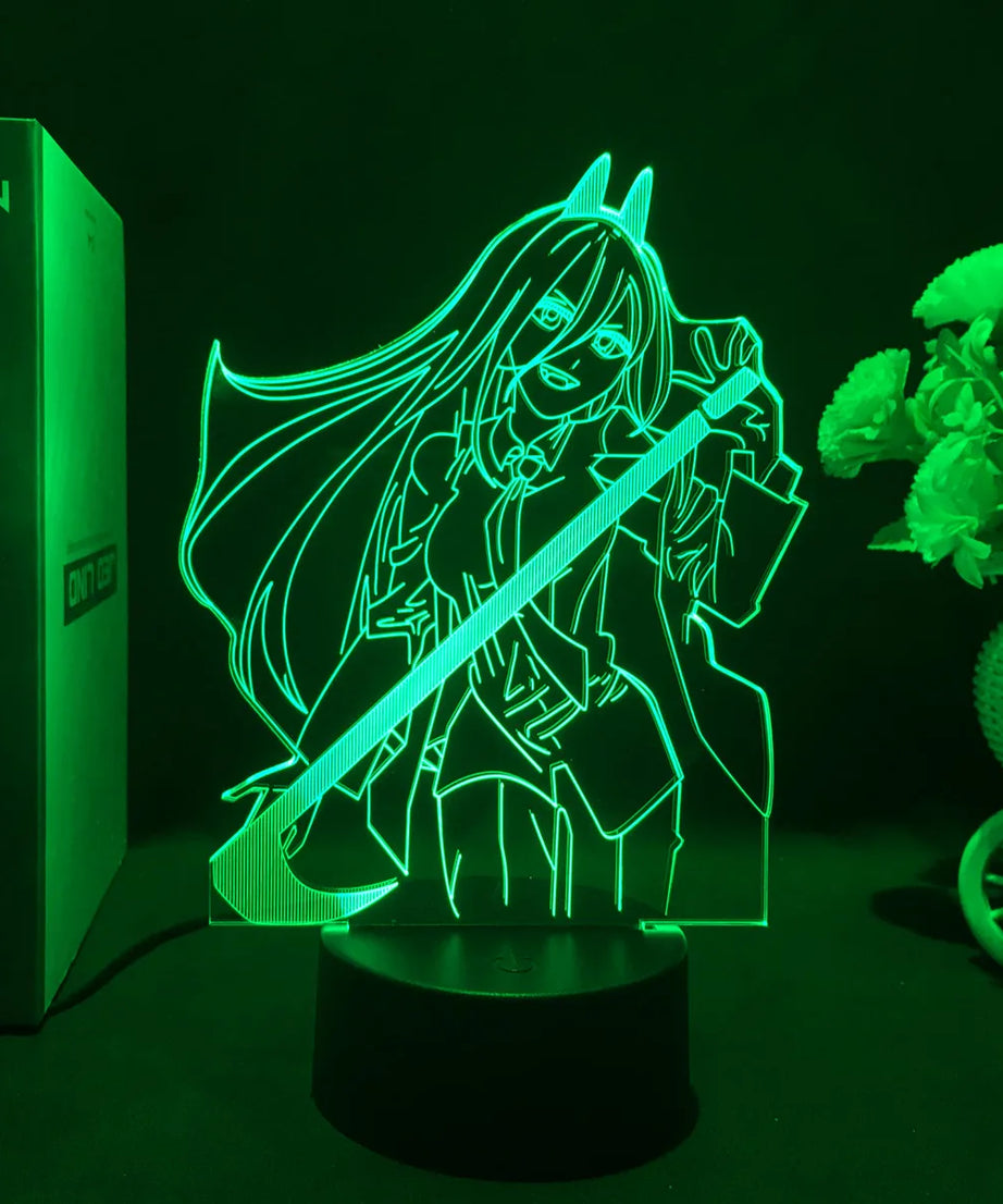 Anime Chainsaw Man Led Acrylic Stand Denji Power Makima Action Figure For Kids Bedroom Decor Nightlight Birthday