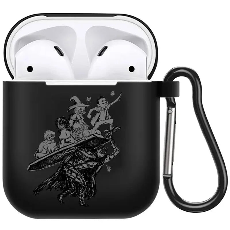 anime Berserk Guts Zodd Earphone Case For AirPods4 1 2 3 Pro Black Soft silicone wireless Bluetooth headphone case