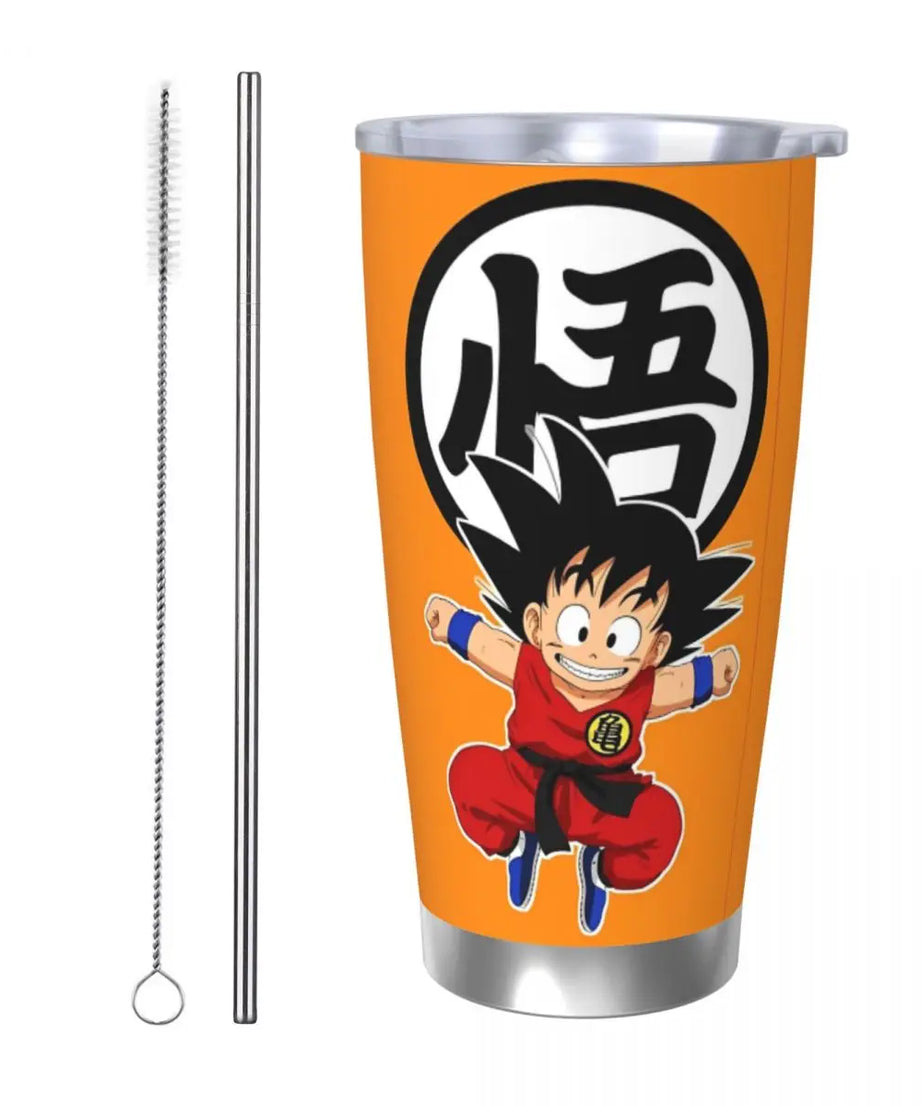 Son Goku & Vegeta DBZ Stainless Steel Tumbler – Double Wall Hot & Cold Cup with Straw
