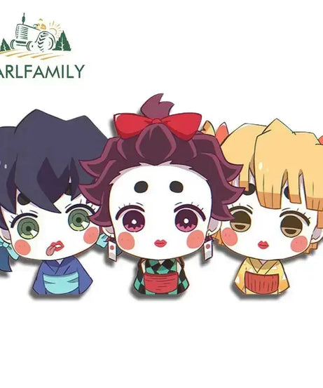 EARLFAMILY 13cm X 3.8cm Anime Running Chibi Car Stickers Trunk Windows Cartoon Decal Personality Kamado Nezuko Car Accessories