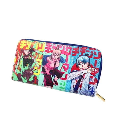 Chainsaw Man Anime PU Leather Multi-Layer Wallets Cosplay Portable Wallet Coin Bag Zipper Purse Gift