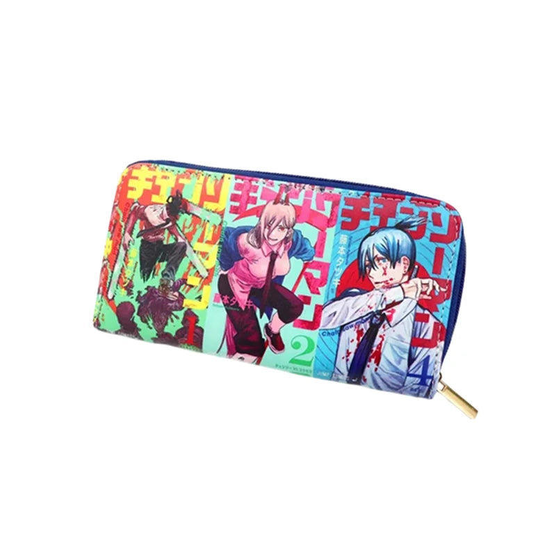 Chainsaw Man Anime PU Leather Multi-Layer Wallets Cosplay Portable Wallet Coin Bag Zipper Purse Gift