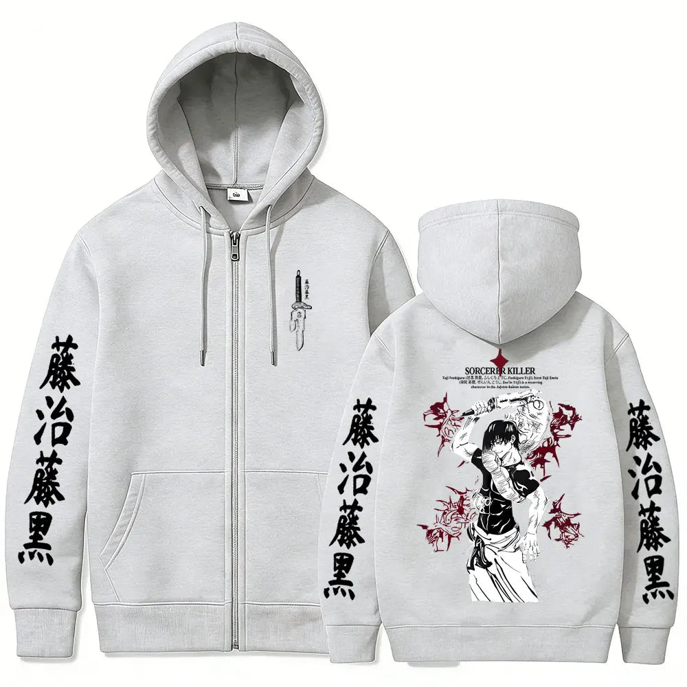 Jujutsu Kaisen Fushiguro Toji Sorcerer Killer Zip-Up Hoodie – Anime Manga Oversized Jacket 4