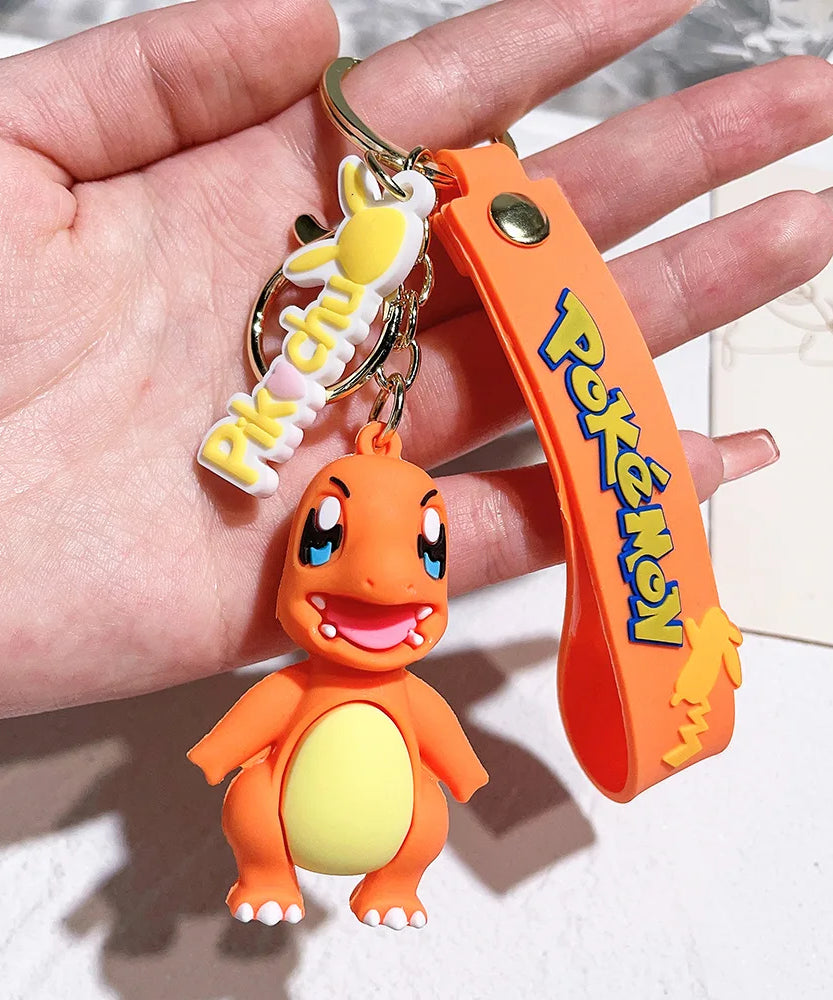 Pocket Monster Pikachu Anime PVC Doll Keychain Pendant Bag Accessories Action Toy Doll Psyduck Charizard Children's Gift