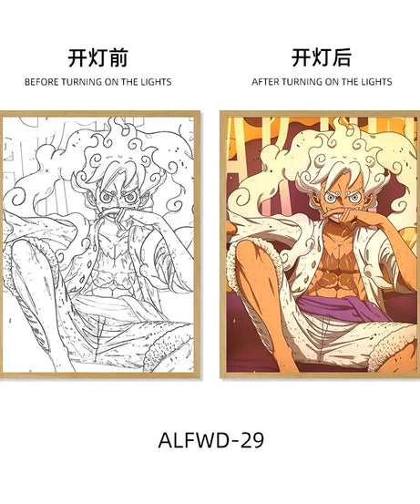Sun God Nika Luffy Light-Up Frame – One Piece LED Desktop Decor