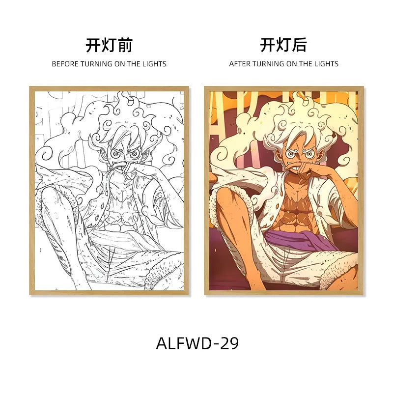 Sun God Nika Luffy Light-Up Frame – One Piece LED Desktop Decor