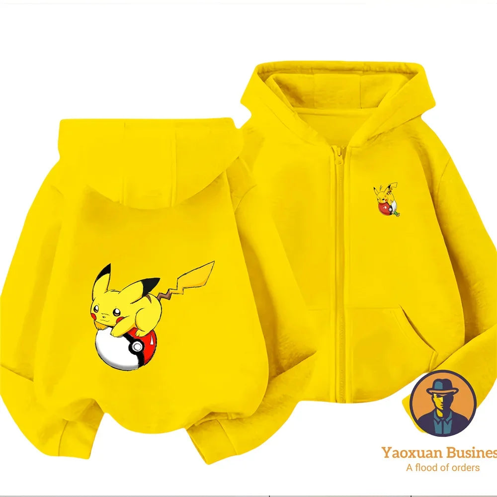 Pokémon Pikachu Pure Cotton Zip Up Hoodie – Premium Layered Sports Outerwear for Men & Women 6