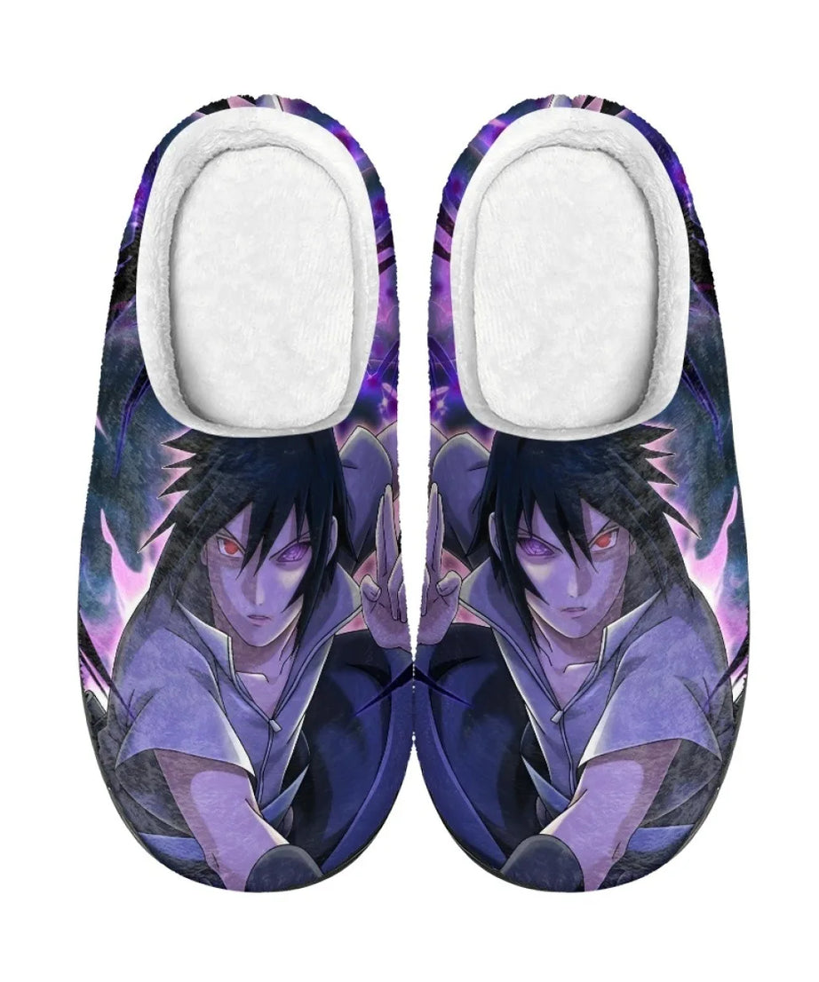 Anime Naruto Men Slippers Winter Warm Cotton Slippers Male Flats Soft Non-slip Slides Household Indoor Slippers Plus Size Gift