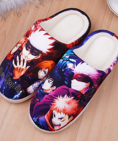 Anime One Piece Luffy Chooper Dragon Ball Goku Hatsune Winter Warm Plush Men Women Couple Shoes Home Slipper Stuffed Plush Gift