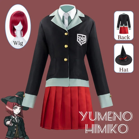 Danganronpa Yumeno Himiko Cosplay Costume Uniform Wig Anime