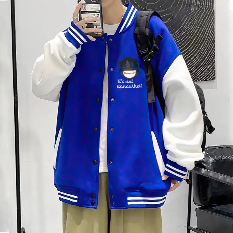 Anime One Piece Monkey D. Luffy  Anime Baseball Jacket Men's Loose Autumn Coat Versatile Casual Top