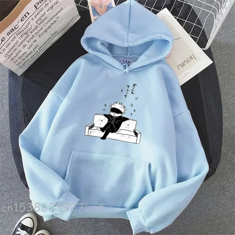 Jujutsu Kaisen Anime Hoodie Women Gojo Satoru Print Spring Aesthetic Sweatshirt Harajuku Streetwear Tops