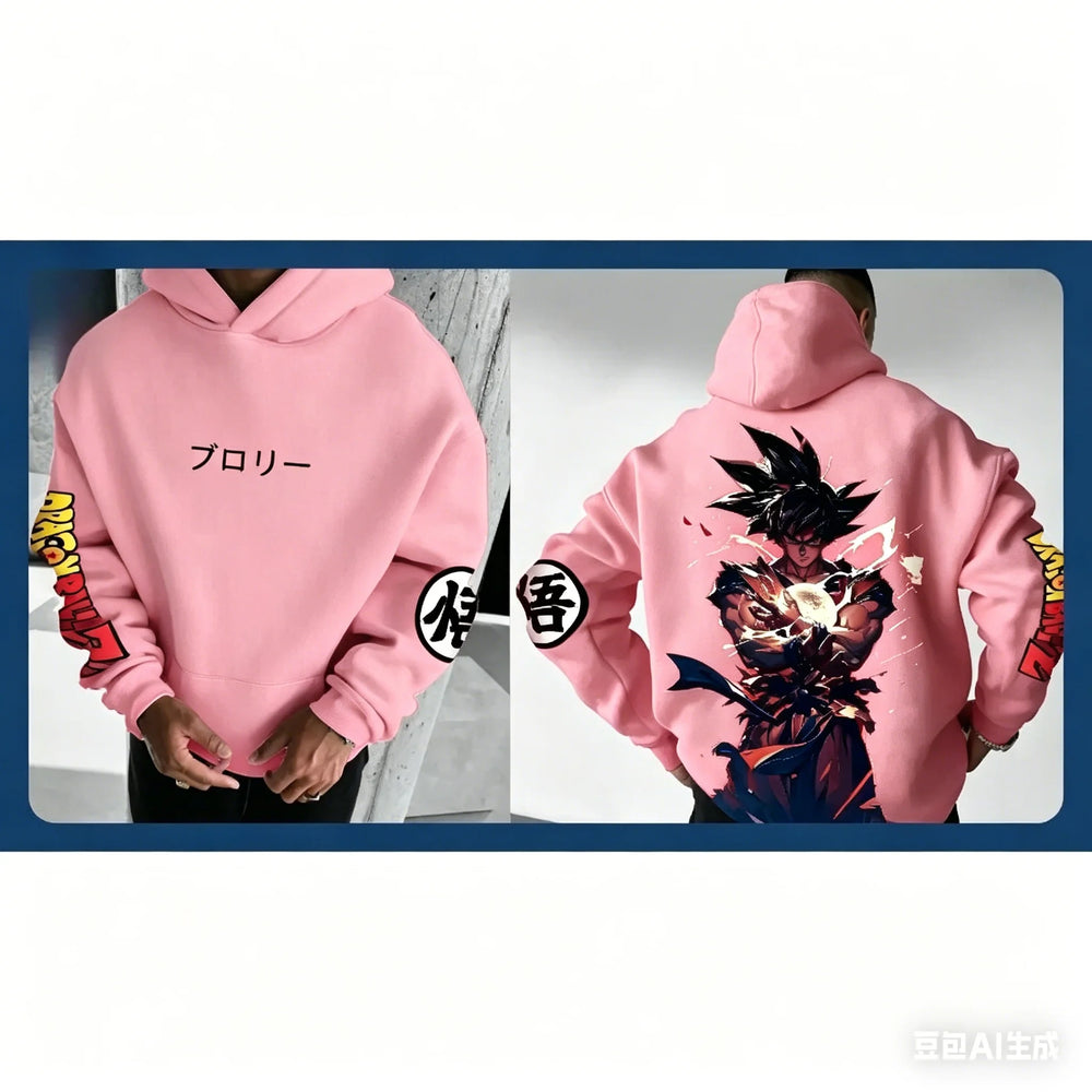 Dragon Ball Goku Printed Loose Hoodie – Y2K Red Graphic Streetwear Pullover 8