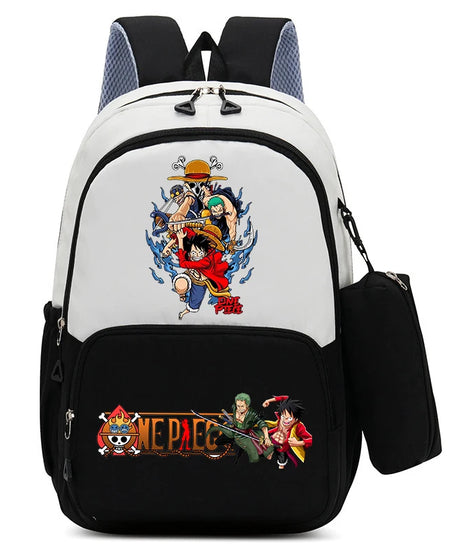 One Piece Luffy Zoro Backpack Kits Boy Student Usopp Chopper Anime Knapsack with Pencilcase Rucksack High-capacity Schoolbag