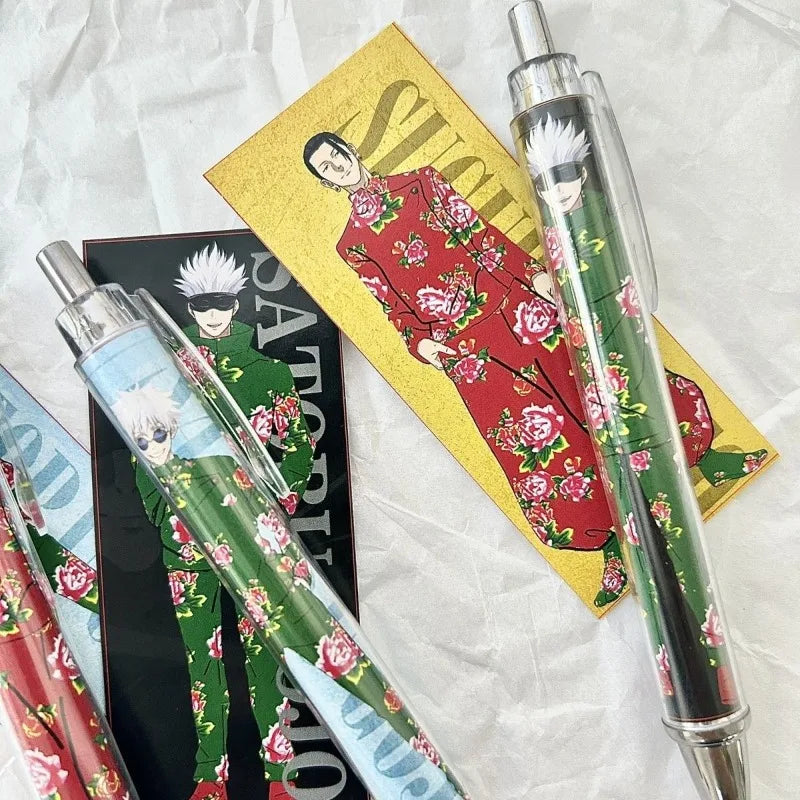 Hot Sales 3 PCS Jujutsu Kaisen Satoru Gojo Fushiguro Megumi Gel Pen Signature Pen Anime Peripheral Student Ballpoint Pen 0.5