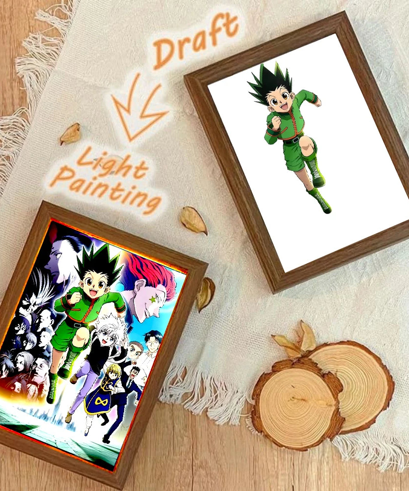 Anime Figure Light Painting Picture Frame Hunter×Hunter Killua Chrollo Led Night Light Moon Lamp Bedroom Home Decor Friends Gift