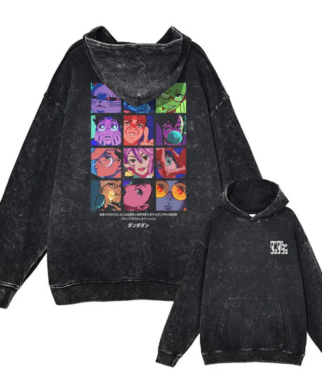 Anime dandadan Hoodies Vintage Washed Dan Da Dan Hooded Sweatshirts Oversize Streetwear Manga Ayase Momo Okarun Hoodie Men Women