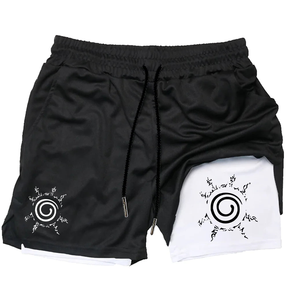 Anime Naruto 2-in-1 Quick-Dry Gym Shorts – Performance Workout & Running Shorts for Men 3