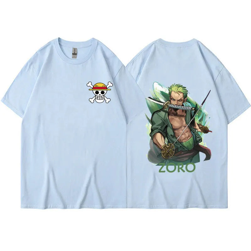 Anime ONE PIECE Sauron Printing Men's and Women's Loose Casual Short Sleeve One Piece Summer Couple T-Shirt Top Birthday