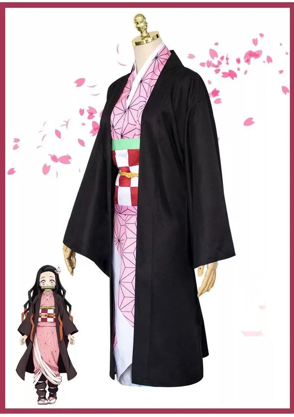Anime Demon Slayer Nezuko Kamado Cosplay Costume – Uniform, Wig & Accessories Set
