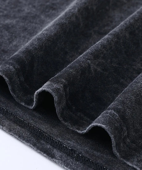 Anime Printed Washed Short-Sleeved Retro Fashion Men's and Women's Short Sleeved Casual Sports Short Sleeved