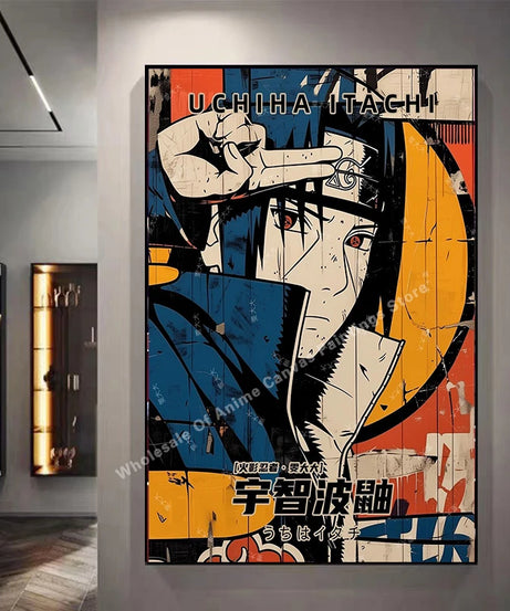 Naruto Graffiti Poster – Itachi Uchiha Akatsuki Anime Wall Art for Home Decor