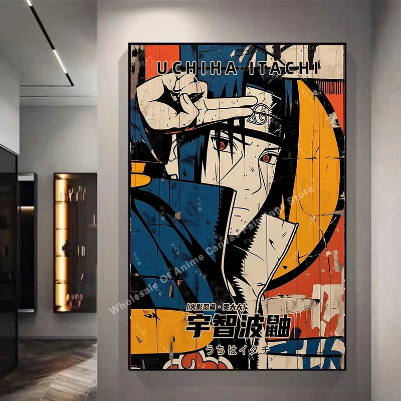 Naruto Graffiti Poster – Itachi Uchiha Akatsuki Anime Wall Art for Home Decor