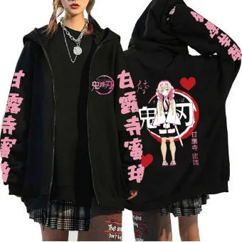 Demon Slayer Zipper Sweatshirts Zip Up Hoodie Anime Hoodies Unisex Hip Hop Streetwear Nezuko Kamado Graphic Y2K Clothes gifts