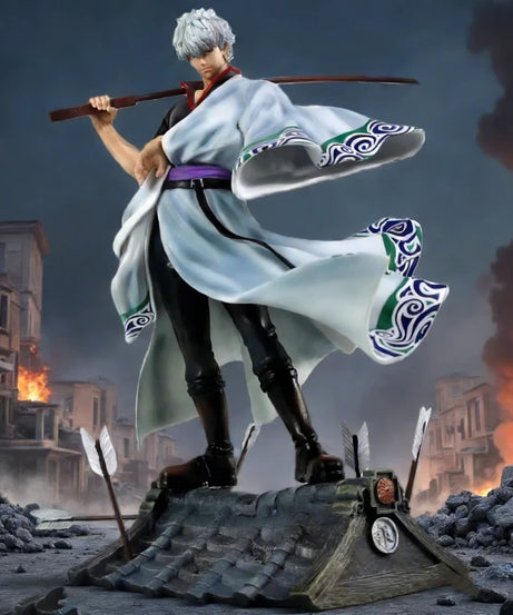 30cm Gintama Sakata Gintoki 2.0 Action Figure Resin Anime Statue With Scene Base Collectible Model Toy Desktop Ornament Boy Gift