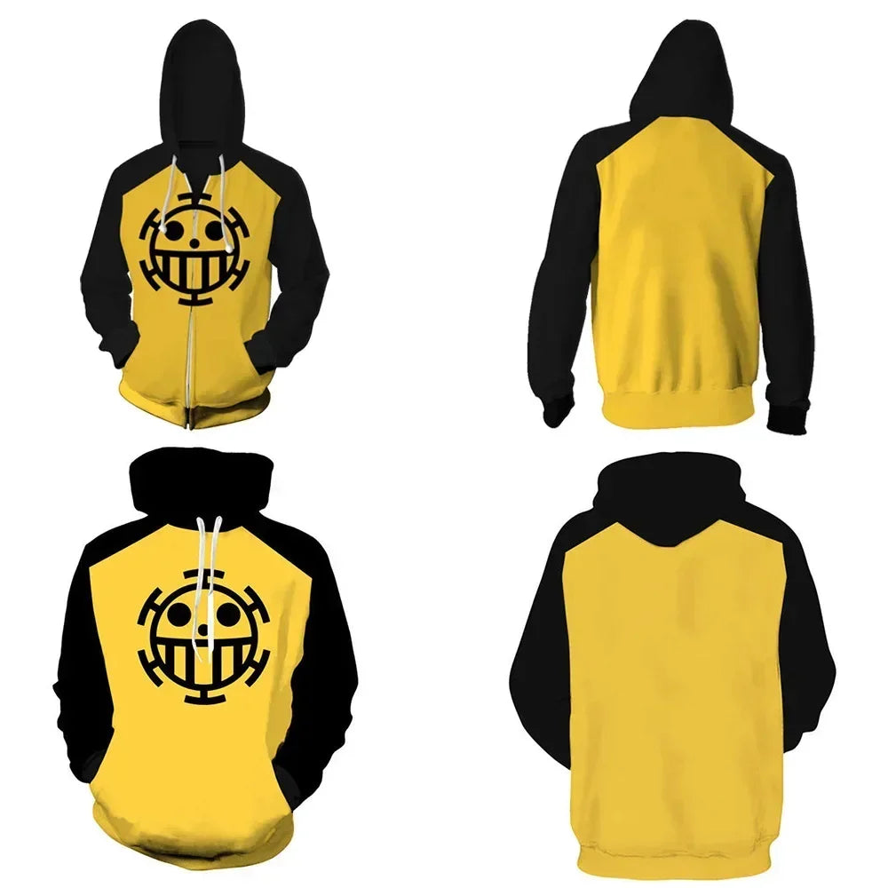 Anime Trafalgar Law Cosplay Hoodie – 3D Print Pullover Sweatshirt