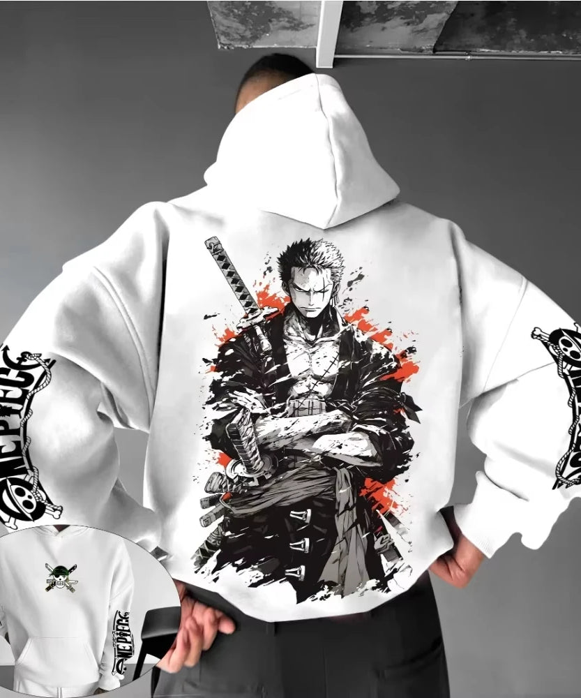 ONE PIECE Anime Peripheral Hand-painted Printed Pullover Autumn and Winter New Men's Loose Casual American Hip Hop Sweater Top