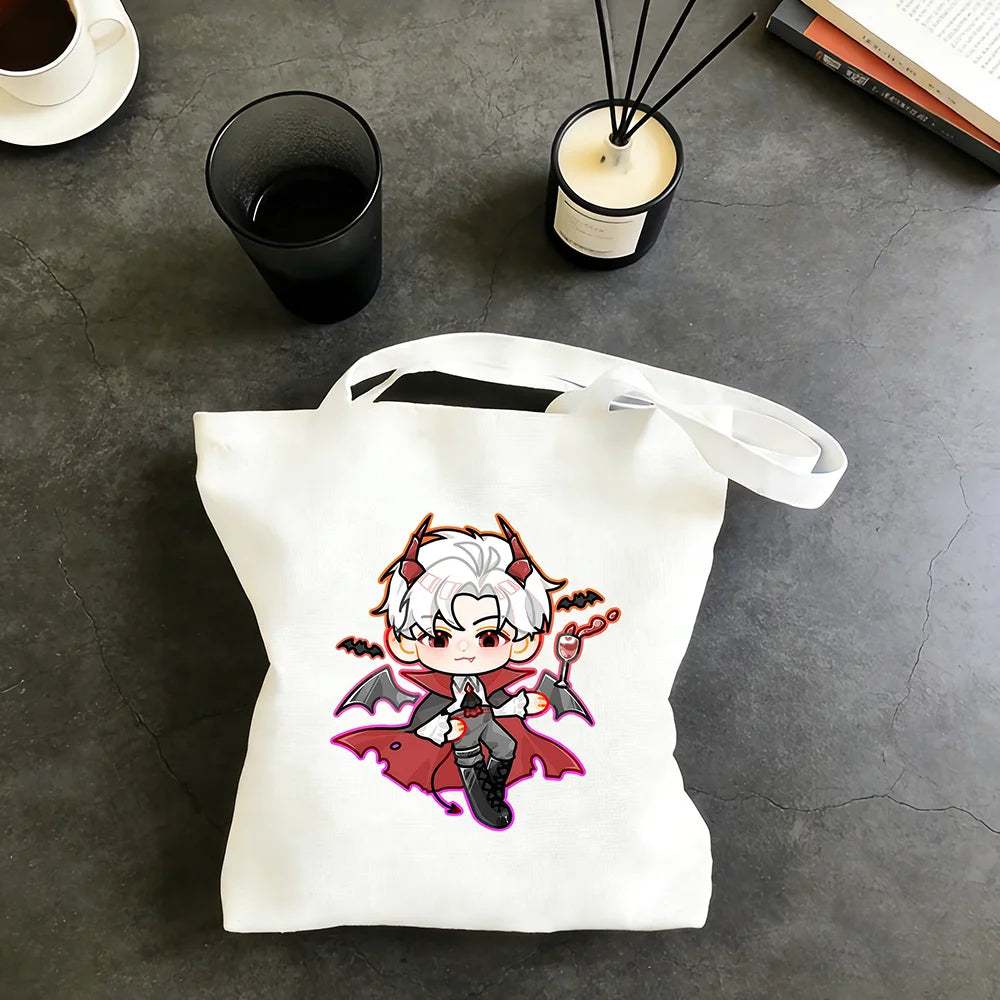 Love and Deepspace Sylus Cute Devil Print Canvas Bag 30x35/35x40CM Anime Cosplay Qinche Handbag Game Fans Gift New