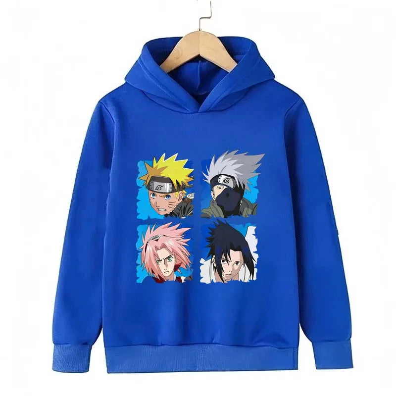 Naruto Kids Anime Graphic Hoodie – Uzumaki, Sasuke & Kakashi Spring/Autumn Top 7