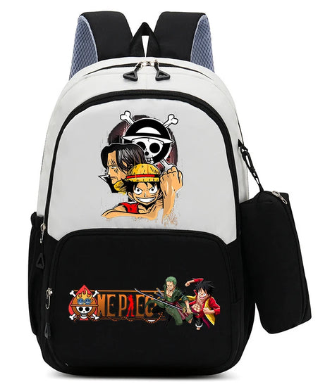 One Piece Luffy Zoro Backpack Kits Boy Student Usopp Chopper Anime Knapsack with Pencilcase Rucksack High-capacity Schoolbag