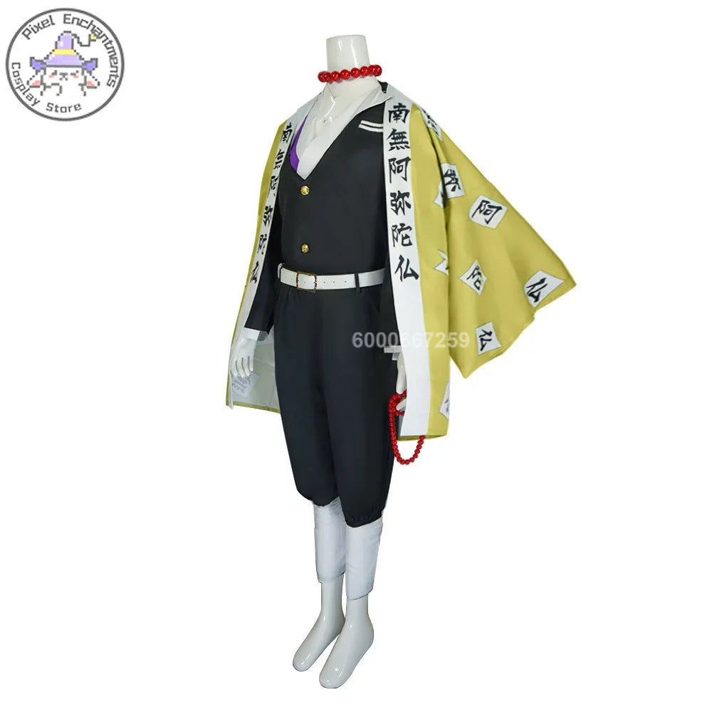 Anime Demon Slayer Gyomei Himejima Cosplay Costume – Uniform & Wig Set 3