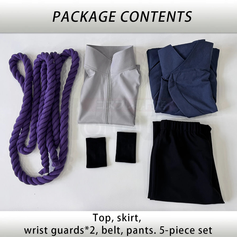 Anime Sasuke Uchiha Cosplay Costume – Top, Pants & Rope Belt Set 5