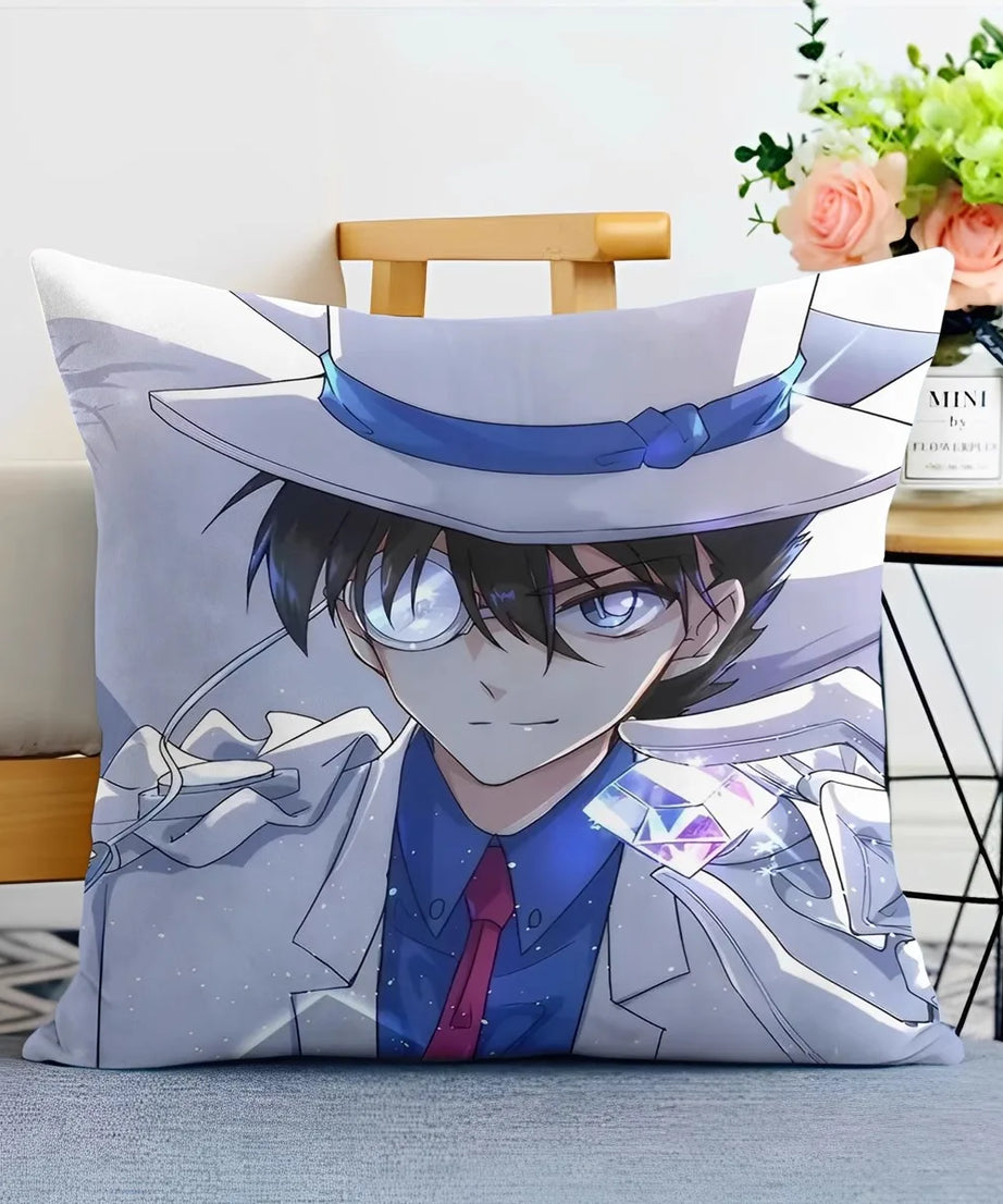 Detective Conan Pillowcase – Soft Anime Cushion Cover with Zipper for Sofa & Bedroom Decor