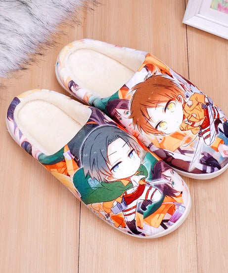 Anime One Piece Luffy Chooper Dragon Ball Goku Hatsune Winter Warm Plush Men Women Couple Shoes Home Slipper Stuffed Plush Gift