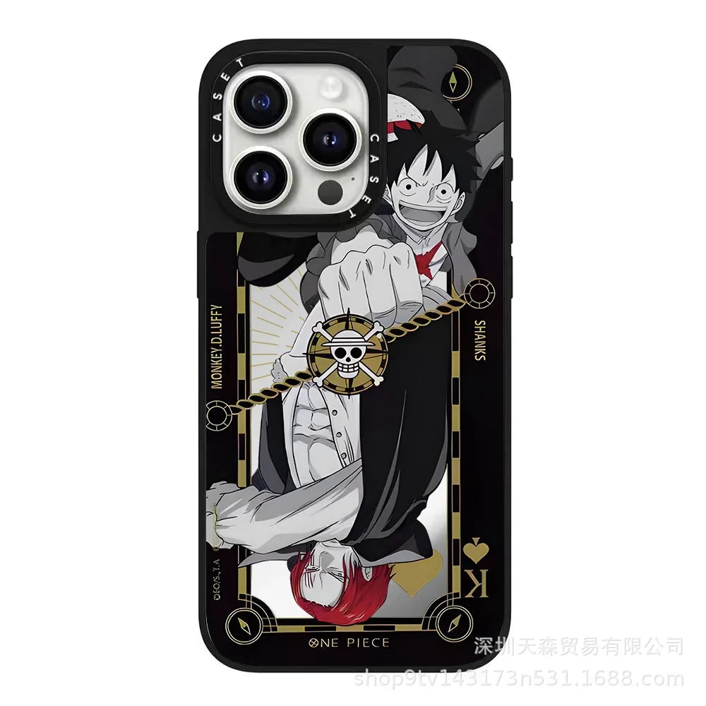 One Piece x Naruto Mirror Phone Case – Anti-Fall Collection for iPhone 16 Pro Max