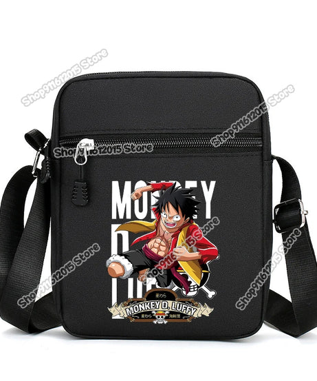 One Piece Men Shoulder Bag Anime Luffy Zoro Boy Oxford Cloth Crossbody Zipper Messenger Bags Outdoor Travel Small Phone Pouch