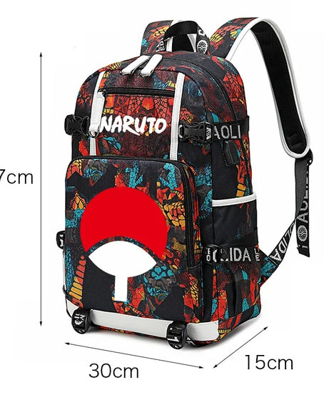 Naruto Sasuke Children Backpack School Bags Waterproof for Boy Girls Anime Luminous Kids SchoolBag USB Charging Book Bag