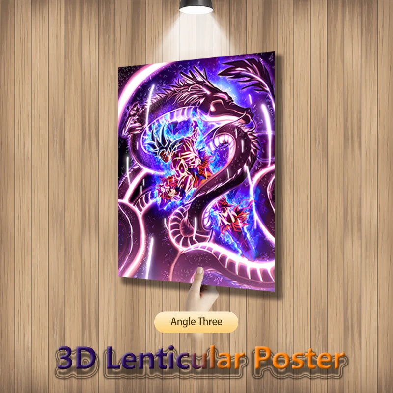Dragon Ball Z 3D Lenticular Poster – Goku, Vegeta & Frieza Wall Art (No Frame)