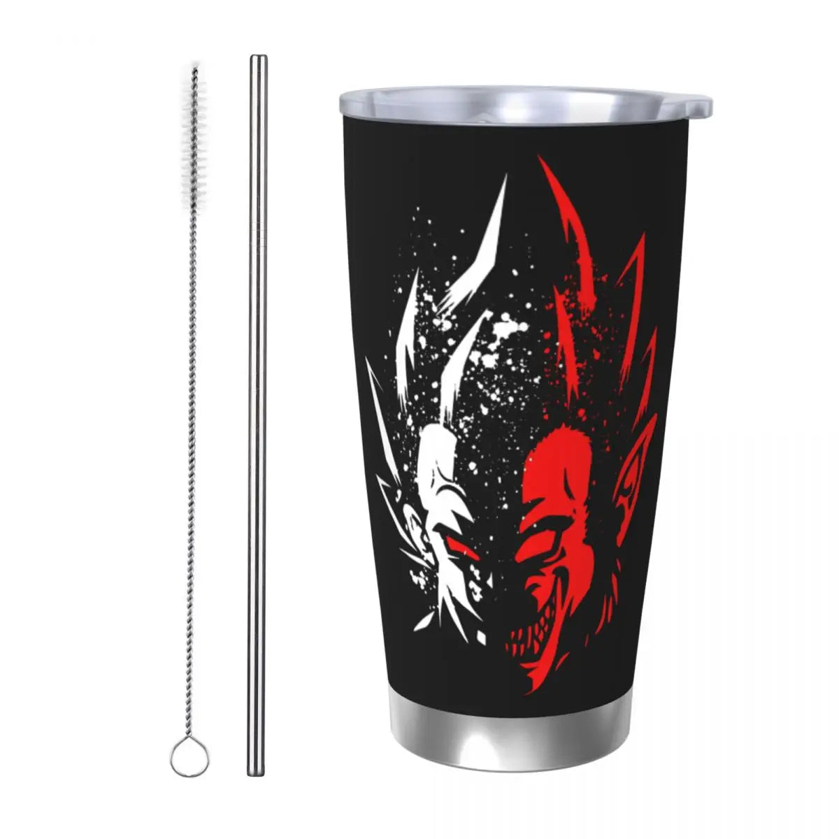 Son Goku & Vegeta DBZ Stainless Steel Tumbler – Double Wall Hot & Cold Cup with Straw