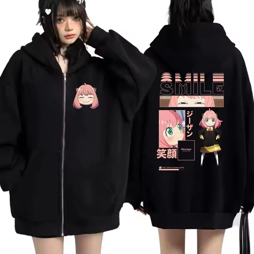 Spy x Family Forger Family Graphic Zip-Up Hoodie Harajuku Streetwear 8